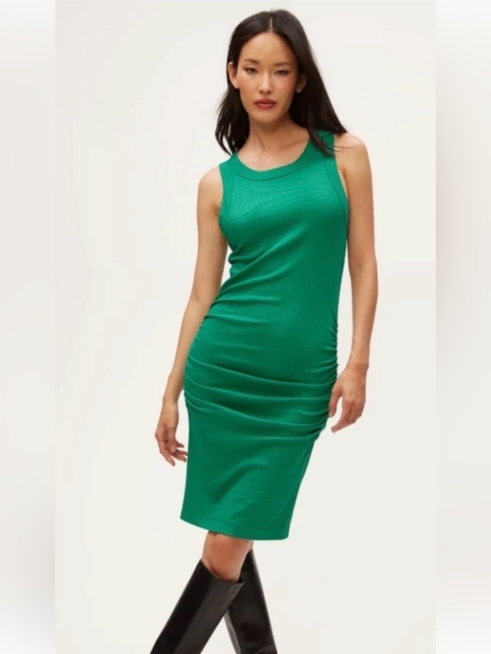 Michael Stars Emerald Green Sleeveless Midi Sheath Dress